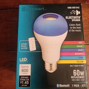 Ecosmart 60W LED Bulb w/ Remote Control & Bluetooth Speaker Color NEW!